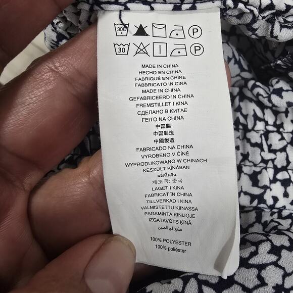 Michael Kors Womens Drawstring Shorts Navy Trim Leaf Print Summer Beach Comfy M - Picture 12 of 12